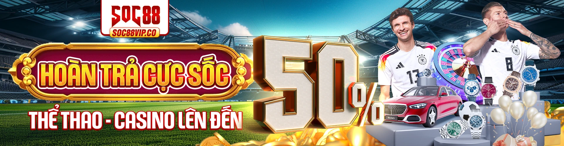 Soc88 hoàn trả thể thao 50%